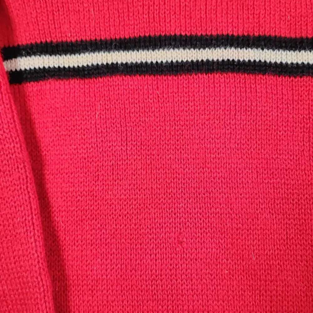 Eisbar Vintage Ski Sweater Mens L Red 100% Wool Stripe Crewneck West Germany 80s